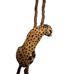 Unisex Vintage Carol Halmy Porcelain Cheetah Bolo Tie Handmade Artwear